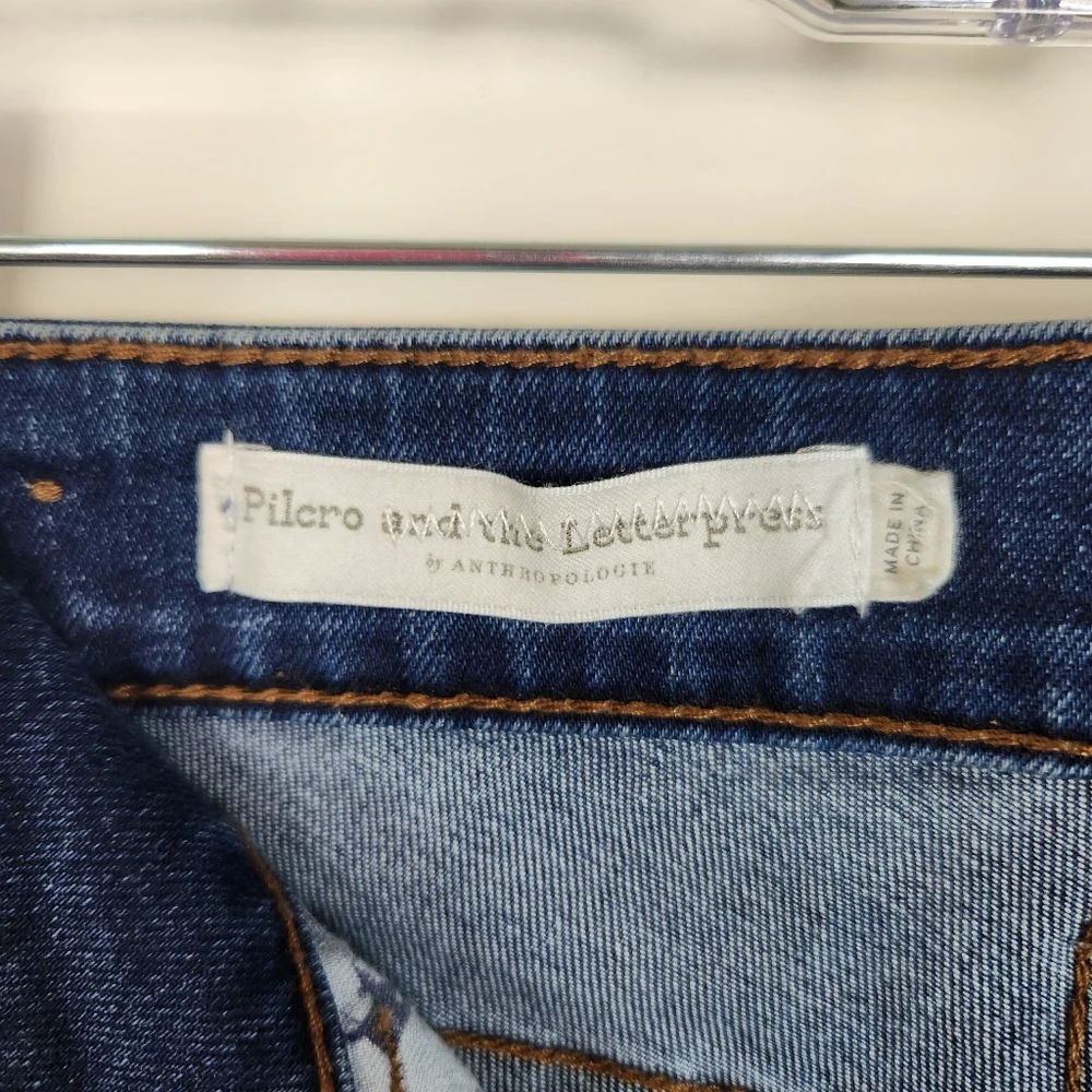 Anthropologie Pilcro Jeans Split Hem Skinny Mid Rise Blue Size 26